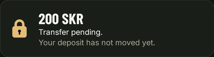 A goal that was not met: transfer pending, the deposit has not moved yet.
